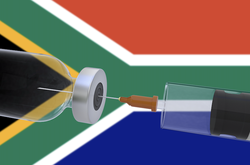 Flagge Südafrika Spritze Impfung