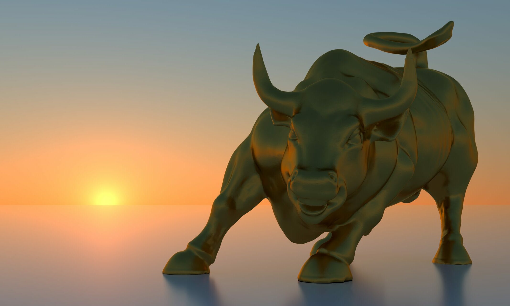 Charging Bull Wall Street Bull 3D illustration of the Bowling Gr