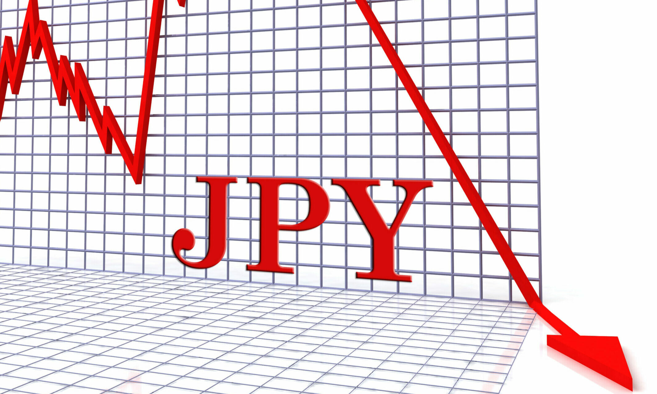 Jpy Graph Negative Represents Japan Downturn 3d Rendering