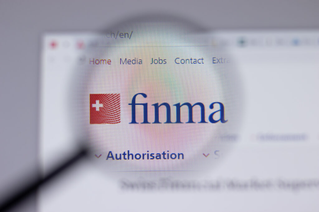Los Angeles, California, USA - 1 June 2021: Swiss Financial Market Supervisory Authority finma logo or icon on website page, Illustrative Editorial.