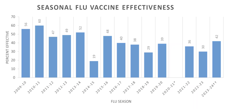 CDC Statistik Wirksamkeit Grippeimpfung