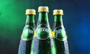 Bottles of Perrier mineral water