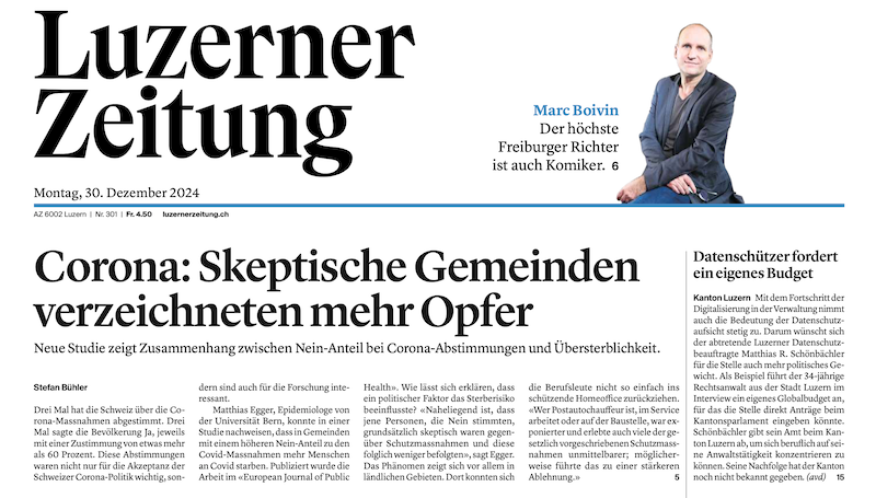 Titelseite Luzerner Zeitung vom 30.12.2024