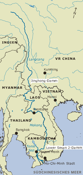 Mekong-Staudamm Jinghong in China.