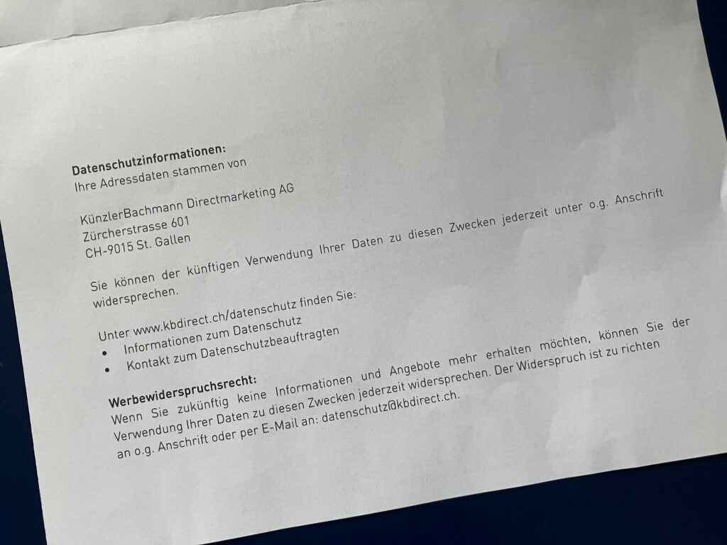 Werbebrief Datenschutz 2